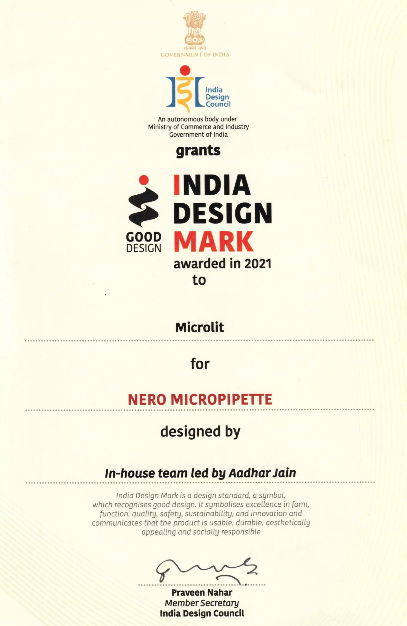 India Design Mark Award 2021